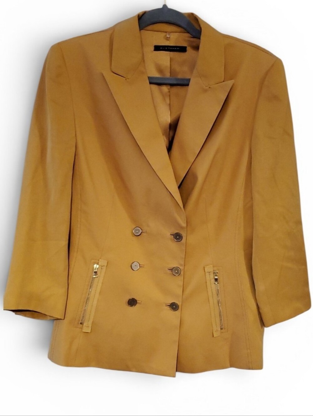 Elie Tahari Double Breasted Mustard Blazer Jacket Size 14